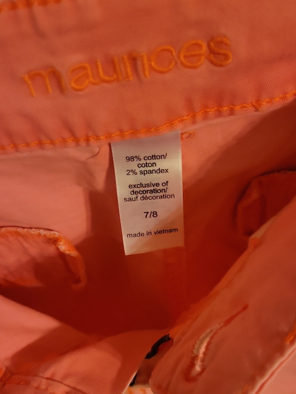 💲Maurices Coral Pink Women's Cotton-Blend Shorts Sz 7/8- 3/$8 - Picture 3 of 3